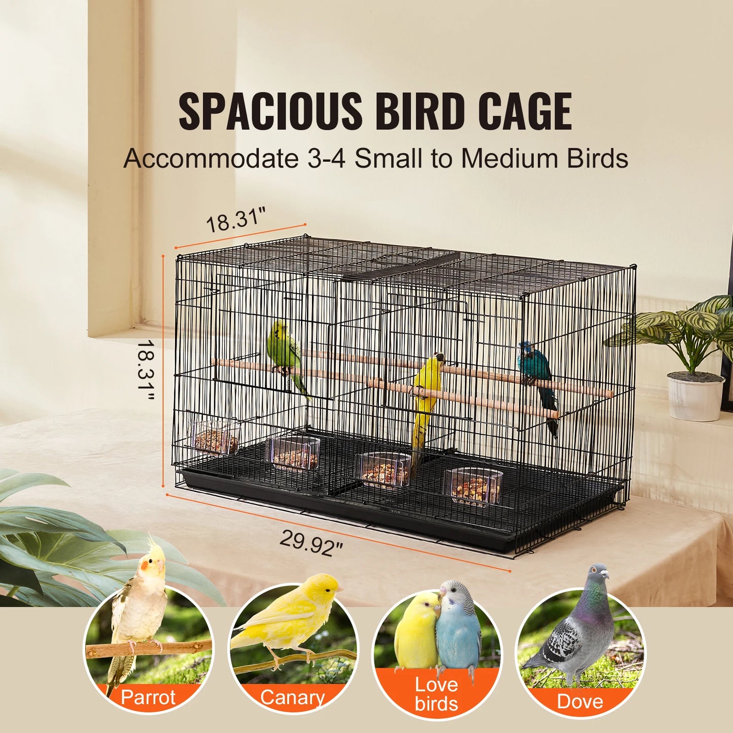 SucceBuy Flight Bird Cage With Divider And Handle Travel Cage