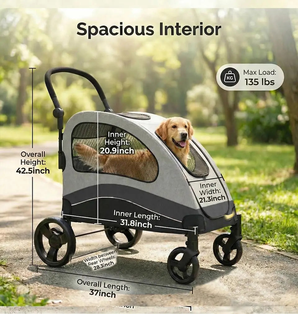 HiMISS Collapsible Large Dog Stroller Wagon 360 Degree Swivel Travel