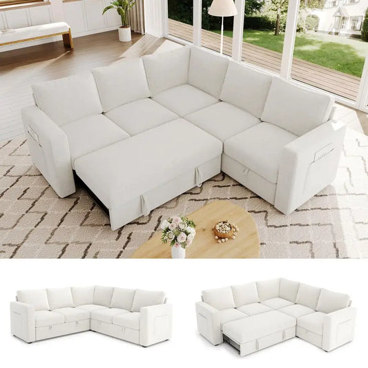 MBVM L-Shaped Sectional Sleeper Sofa For Modern Living Room