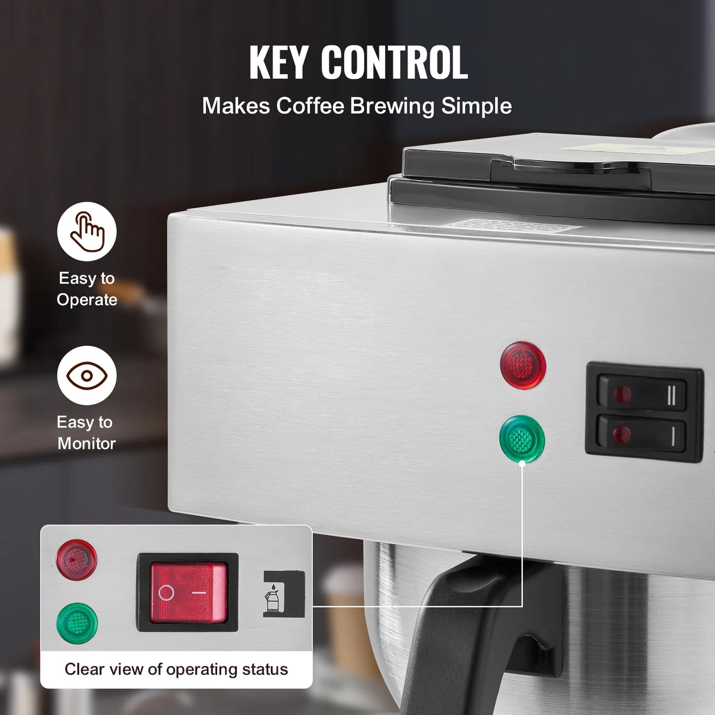 SucceBuy Commercial Drip Coffee Maker Stainless Steel Pour Over Brewer For Office And Cafe