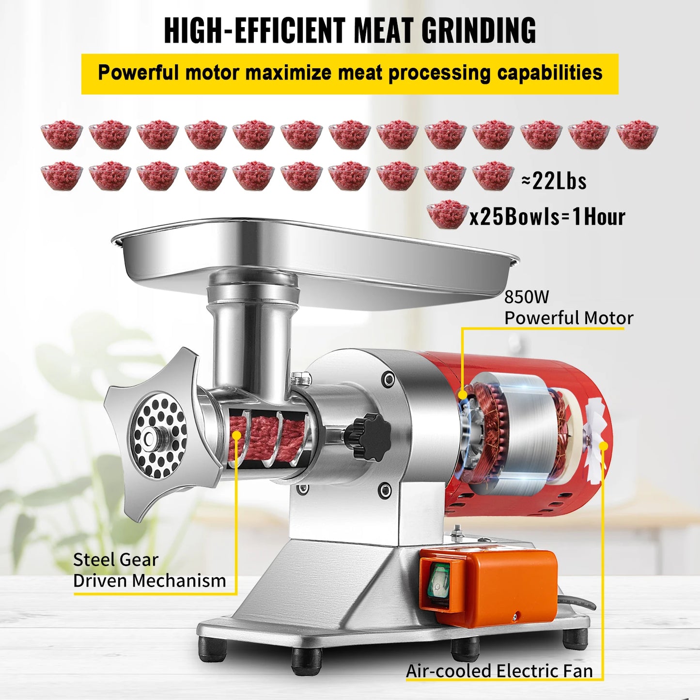 SucceBuy Electric Meat Grinder 250 Kg Per Hr Power Commercial Chopper Shredder With Drawers For Home And Restaurant Use