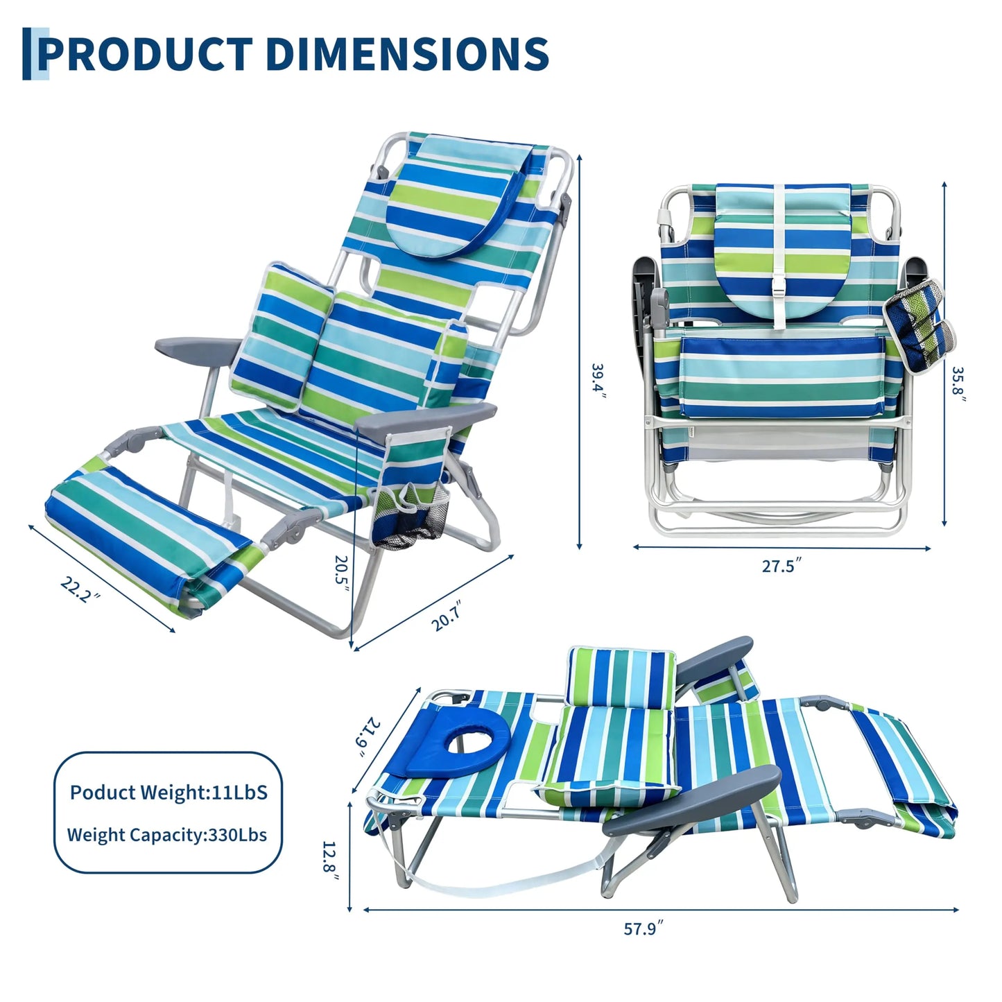 HiMISS Face Down Sunbathing Chair Lounger With Adjustable Footrest