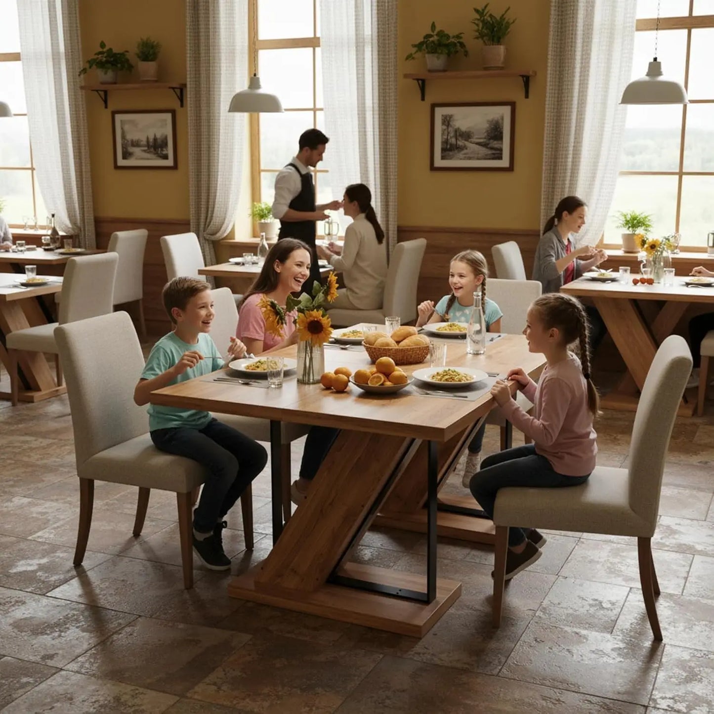 Farmhouse Dining Table With Z Shaped Pedestal Modern Wood