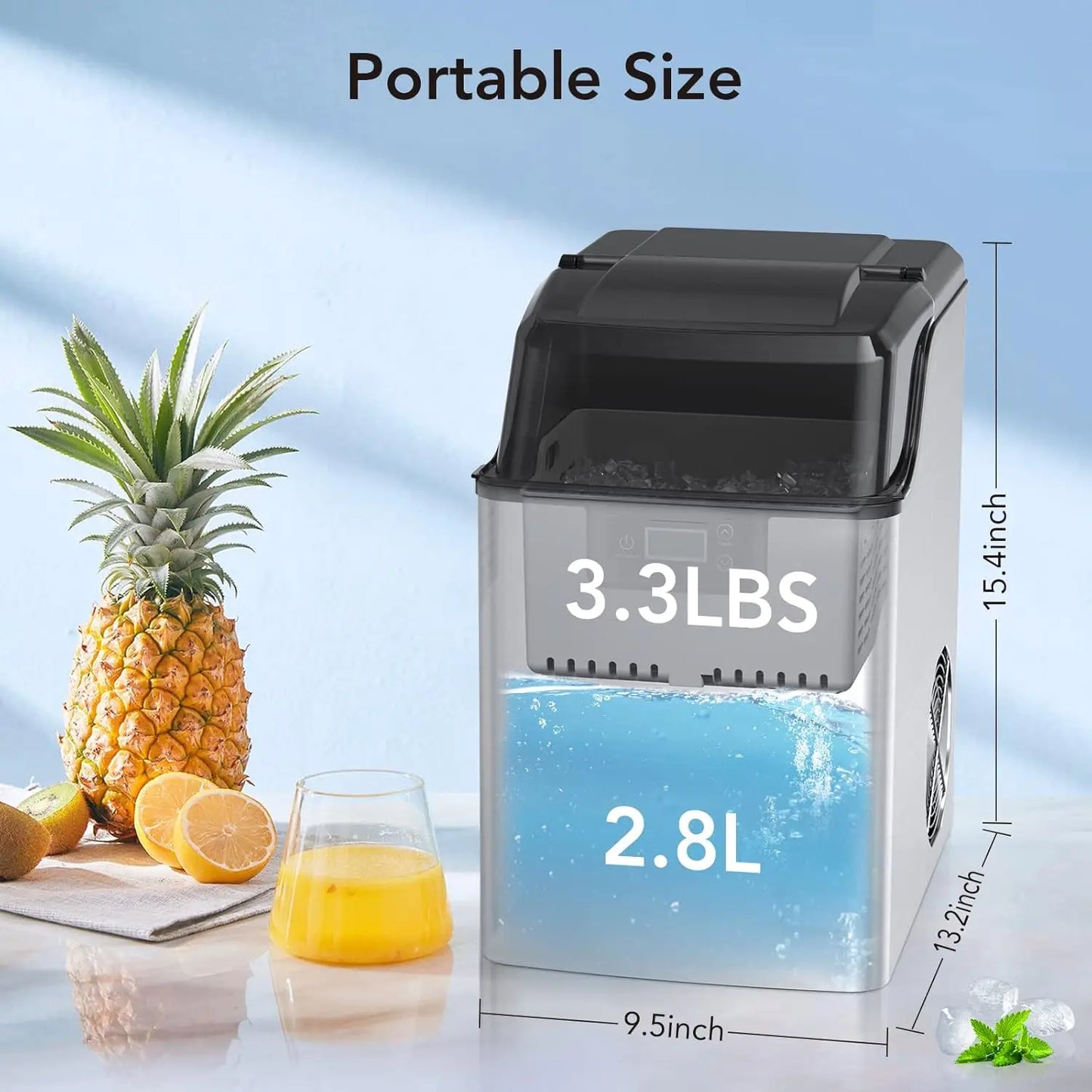 Acekool Countertop Ice Maker Portable Fast Ice In 6 To 8 Minutes Self Cleaning For Home Office Bar