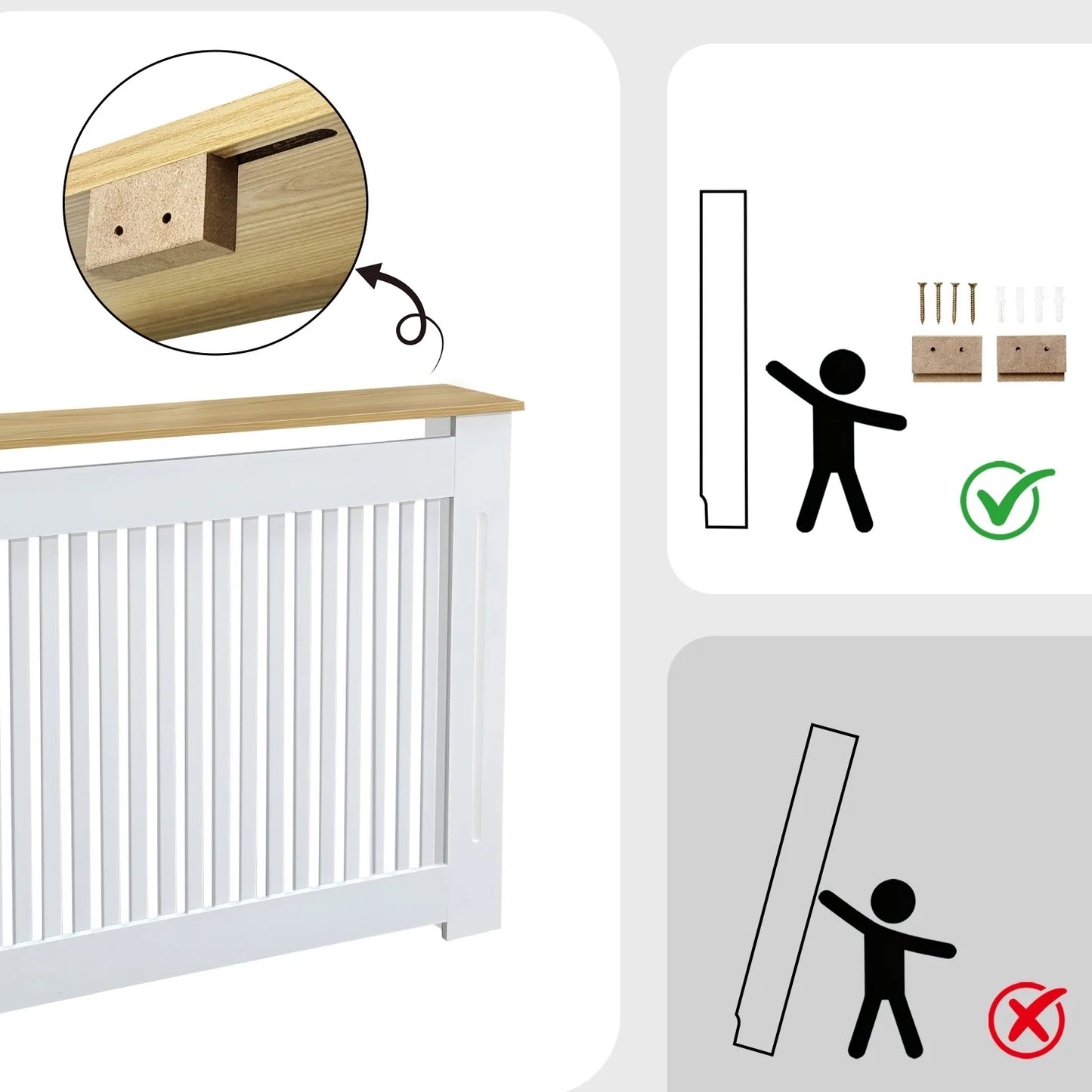 Radiator Cover Guard For Home Living Room MDF Wood Top