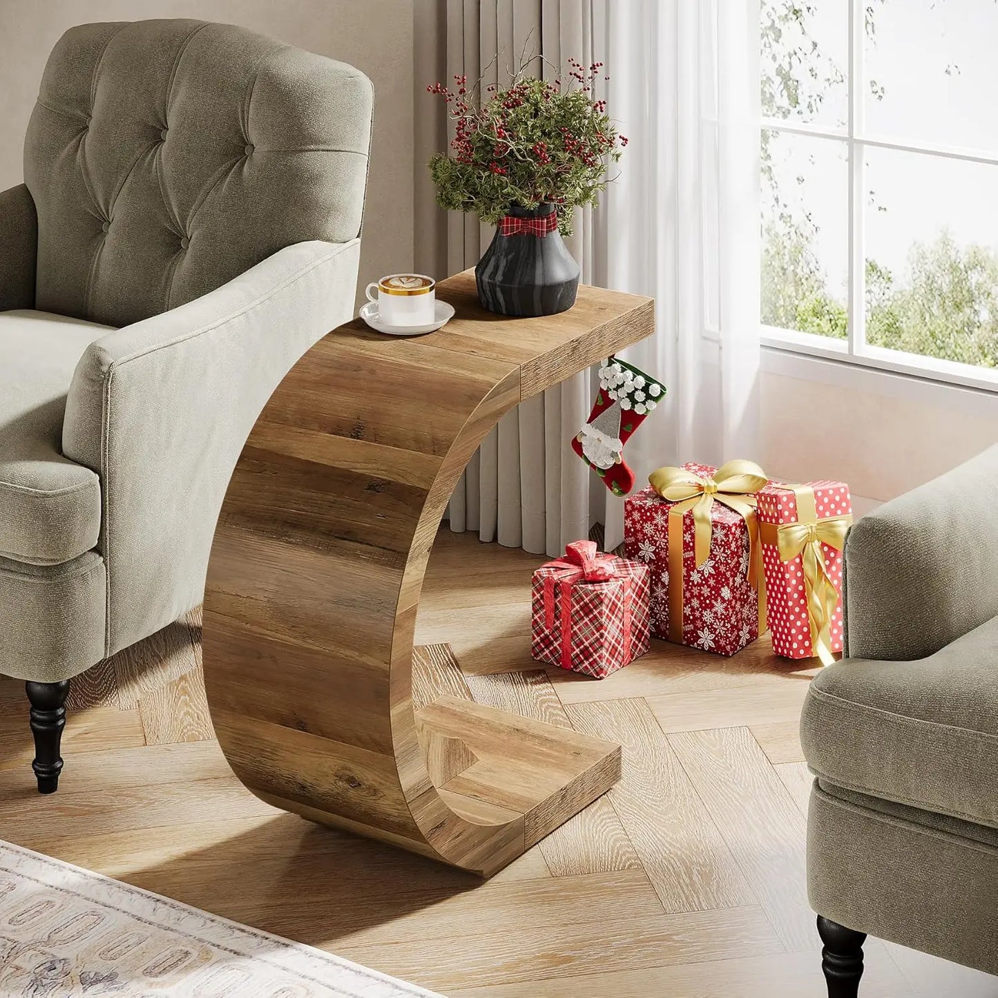 LITTLE TREE C-Shaped End Table For Sofa And Living Room