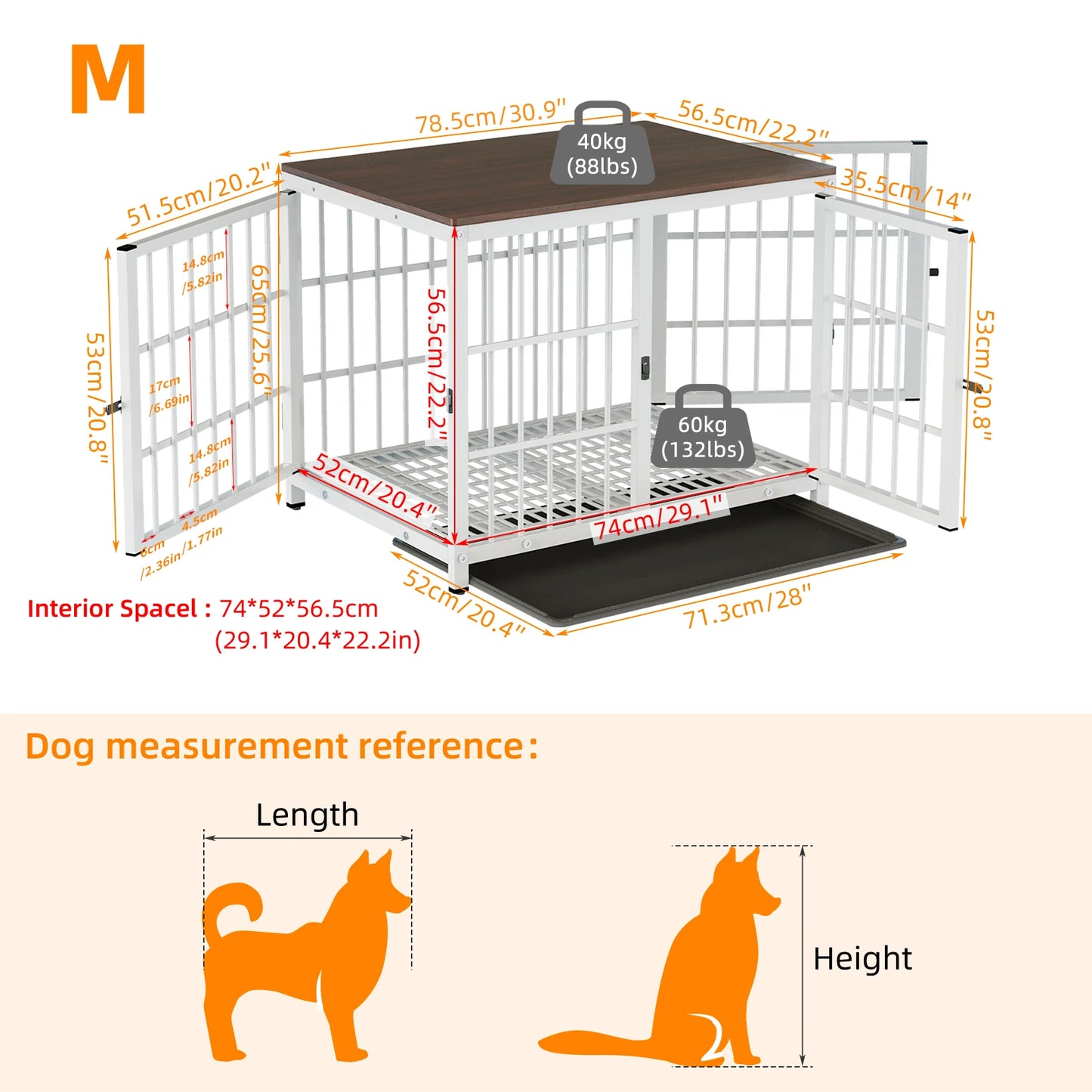 BINGOPAW Wooden Dog Crate Table With Three Doors Removable Tray
