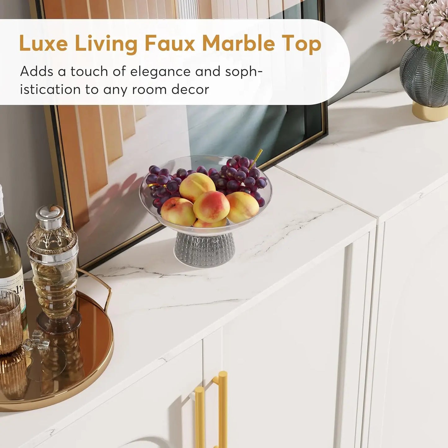 Little Tree Modern Sideboard Buffet With Adjustable Shelf And Doors