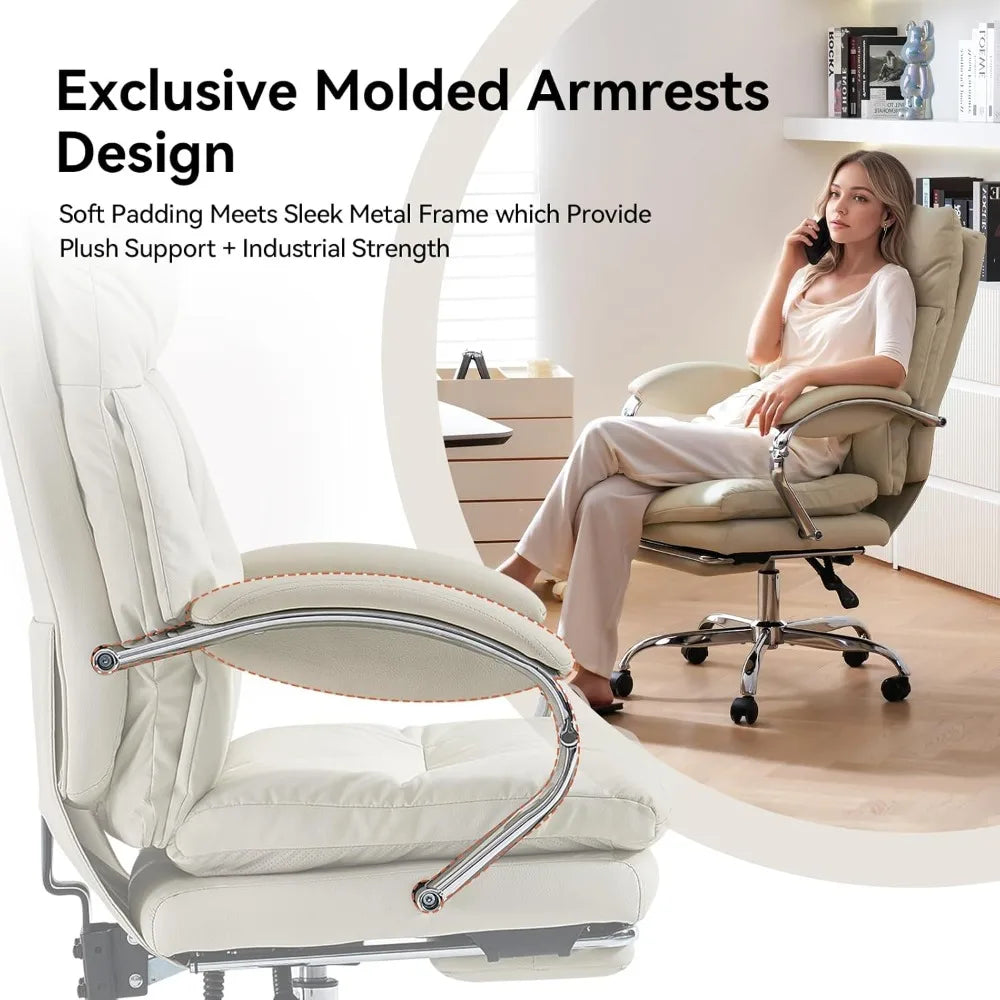 Executive Ergonomic Office Chair With Foot Rest And PU Leather