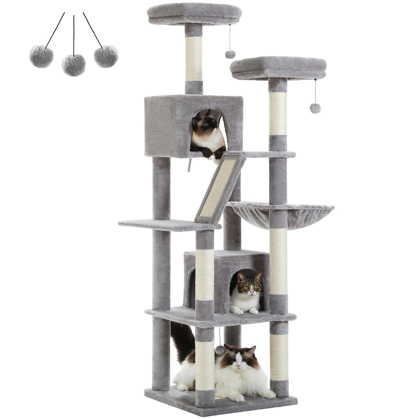 PAWZ Road Tall Cat Tree For Indoor Cats Multi Level Plush Condo With Scratching Posts Perches Caves Durable 180cm