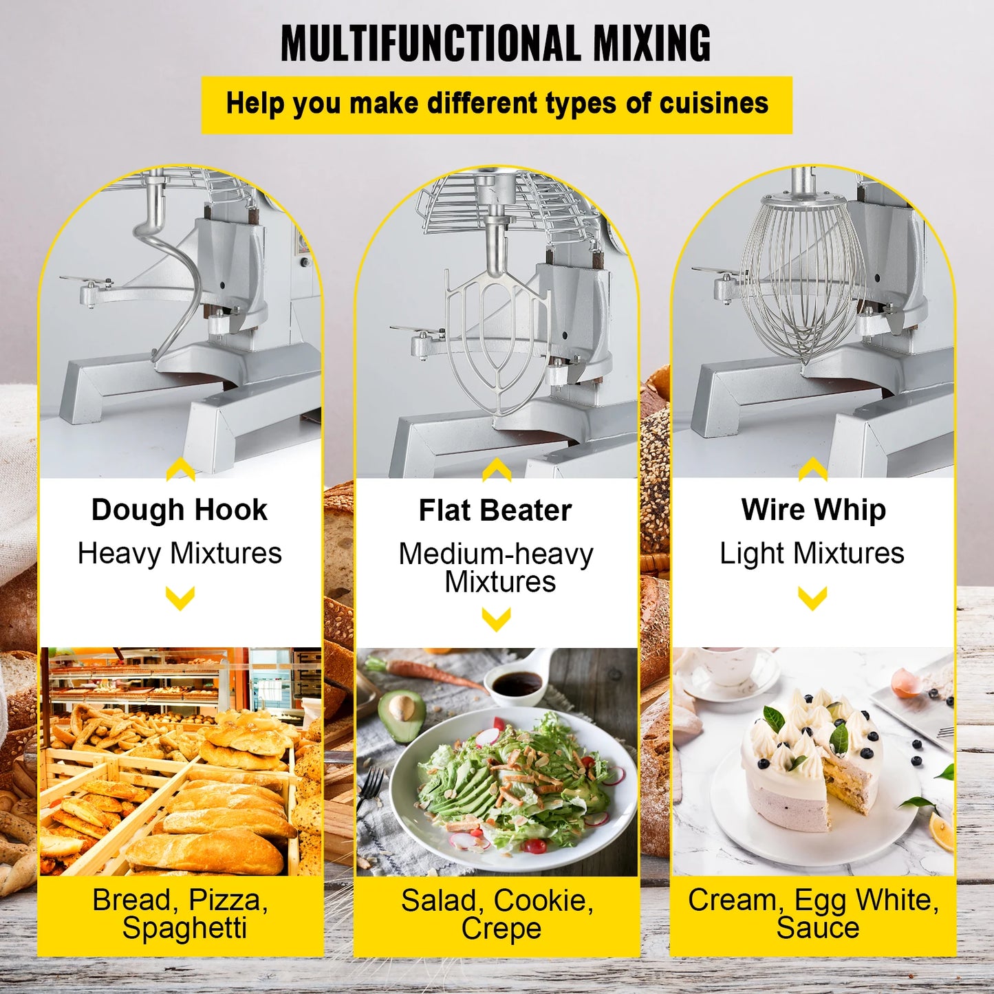 SucceBuy Electric Dough Mixer 10L To 30L Stainless Steel Adjustable Speed Heavy Duty Commercial Kitchen Stand Mixer