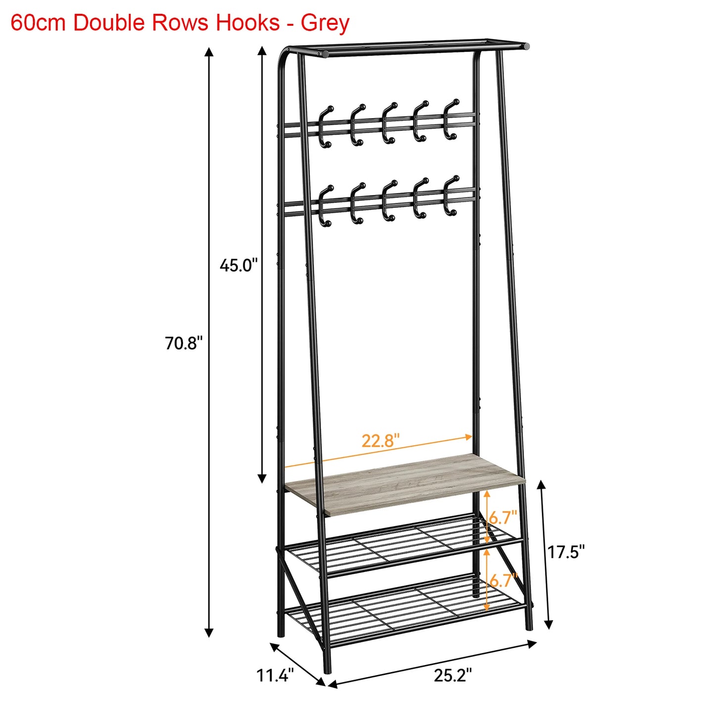 TWISTER.CK Coat Rack Shoe Bench 4-in-1 Hall Tree Entryway