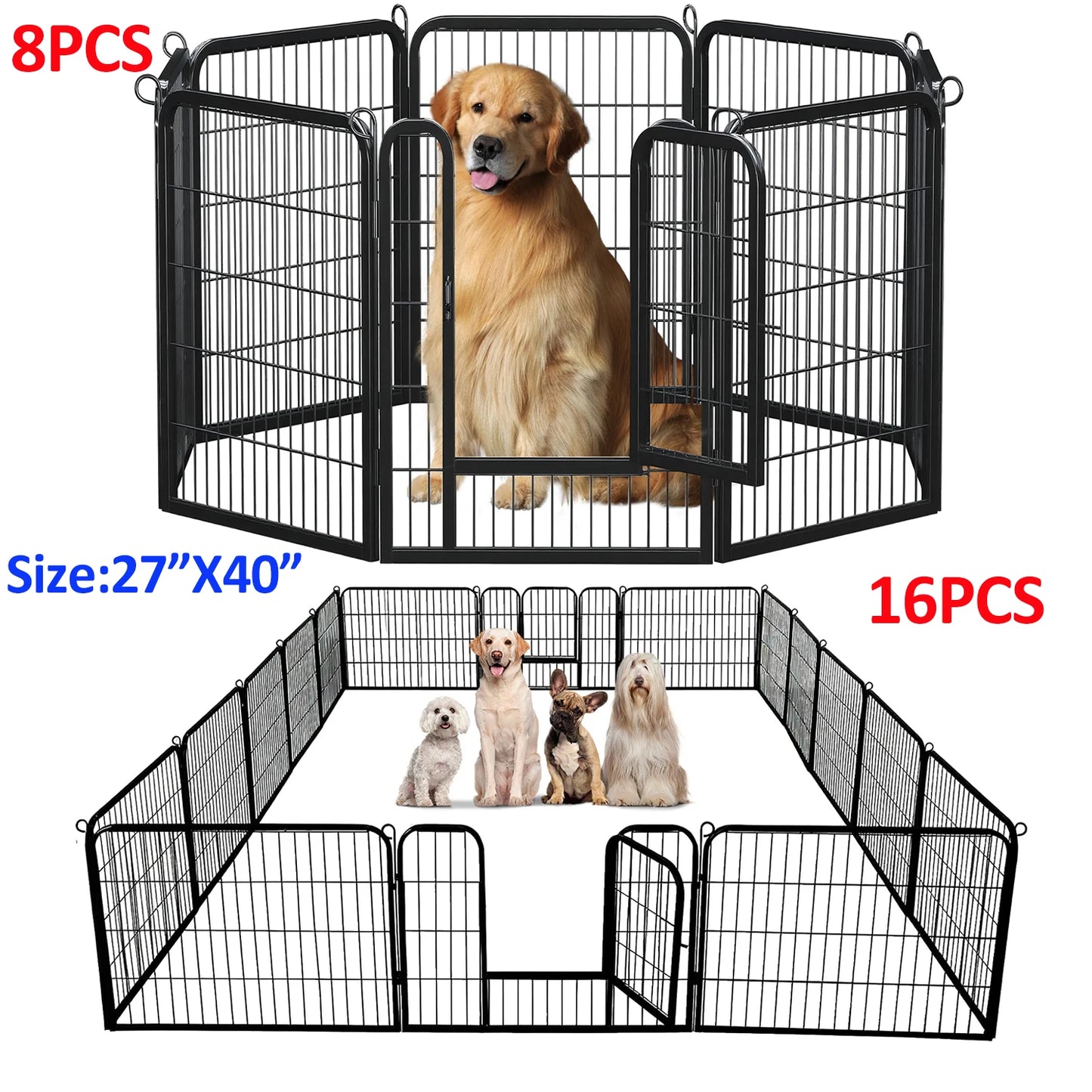 Dog Playpen With Door Foldable Heavy Duty Metal Fence For Indoor Outdoor Use Ideal For Dog Owners RV Camping
