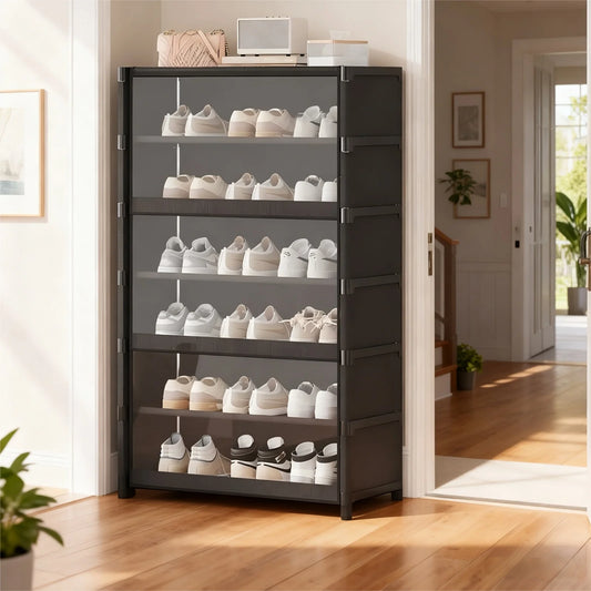 5/7 Layer Shoe Cabinet With Dustproof Clear Lid And Organizer