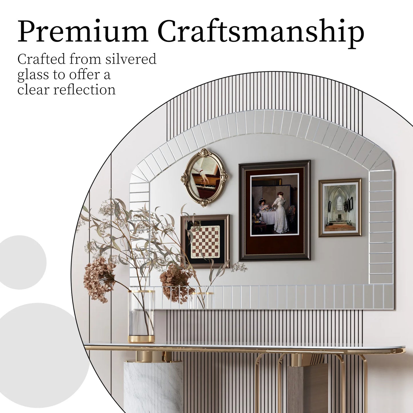 Arched Venetian Mirror With Beveled Edge For Living Room Decor