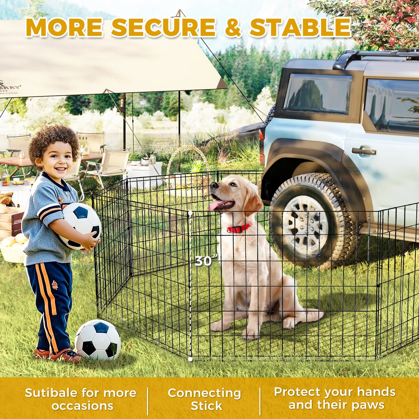 Foldable Metal Dog Playpen Indoor Outdoor Easy Assembly