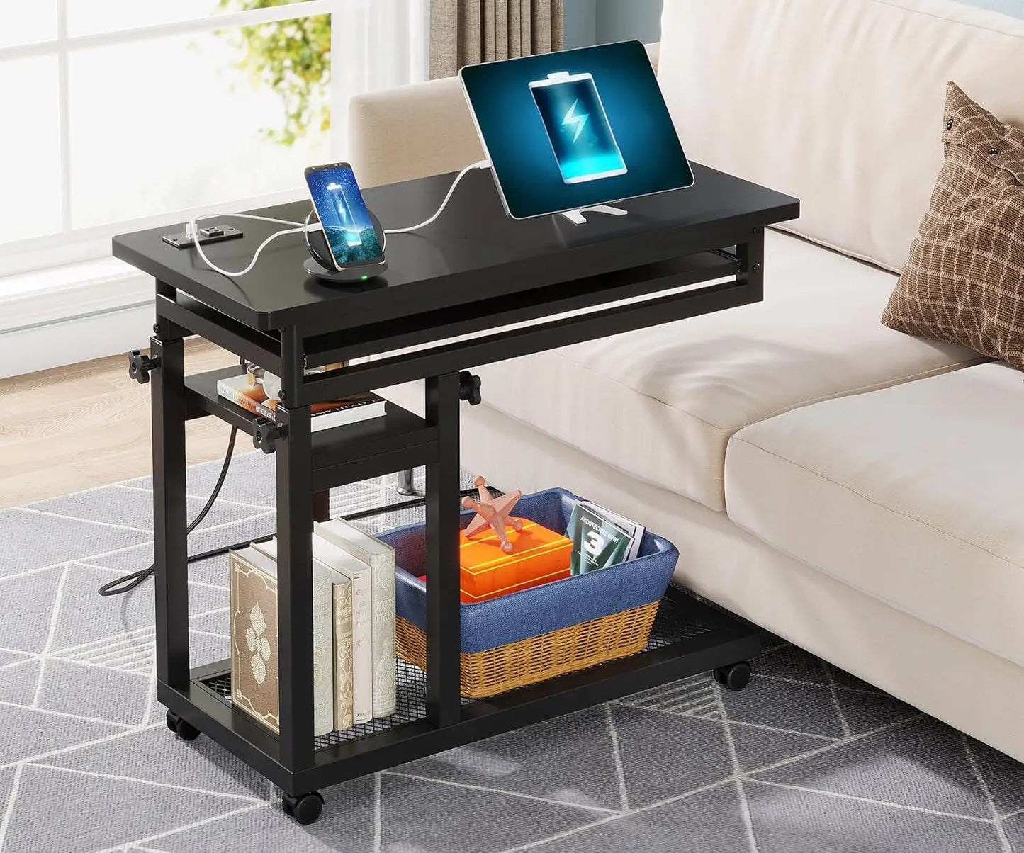 Little Tree Height Adjustable Sofa Table Laptop Stand With USB