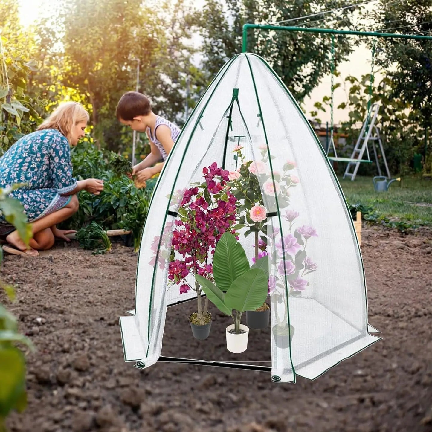 Twister.CK Heavy Duty Metal Frame Greenhouse With Zipper Door Portable Garden Shelter For Home Gardeners