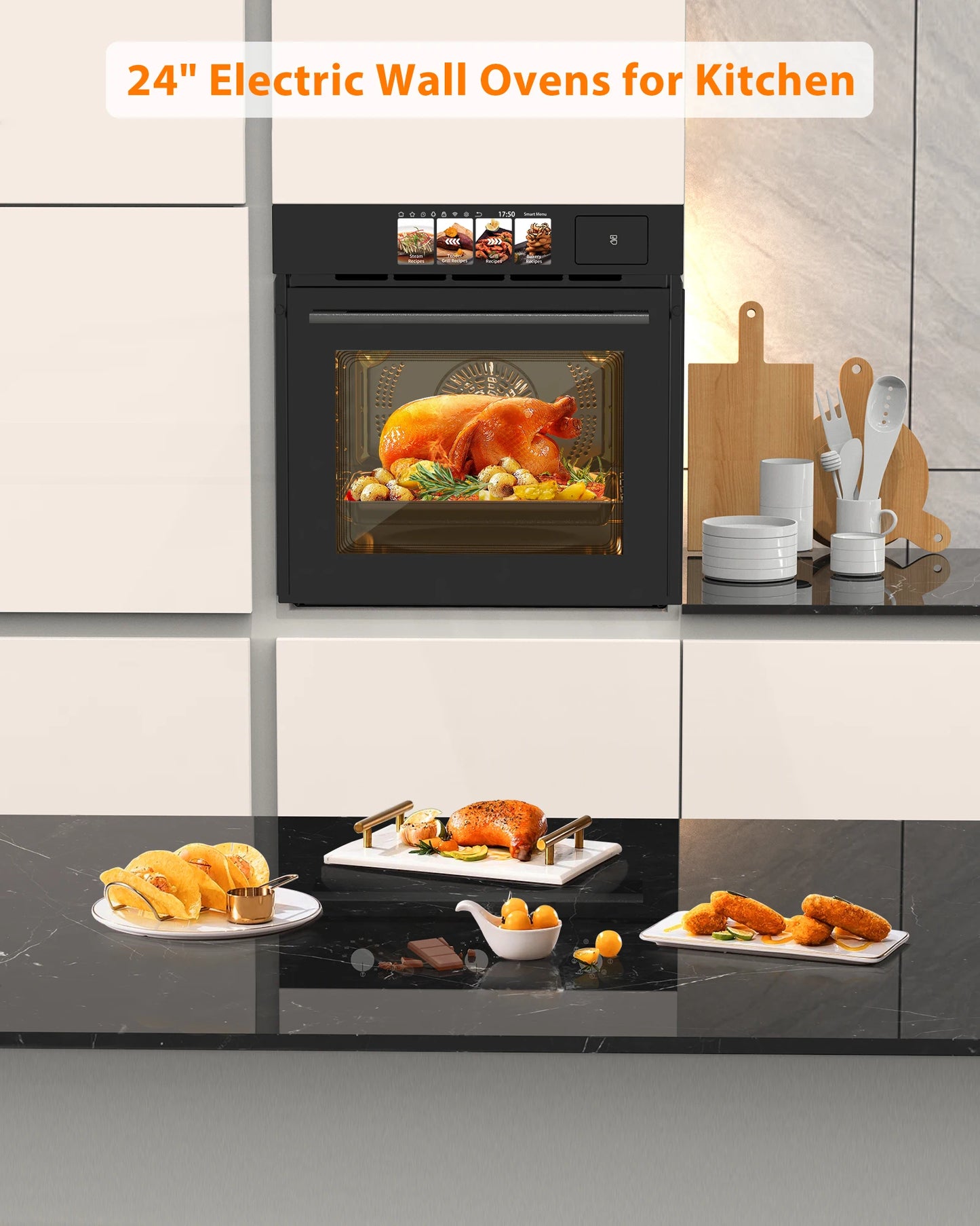 Acekool Single Wall Oven Convection Electric With 8 Modes Touch Screen