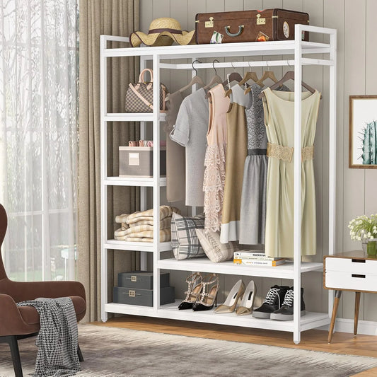 LITTLE TREE Free Standing Wood Clothes Rack For Bedroom