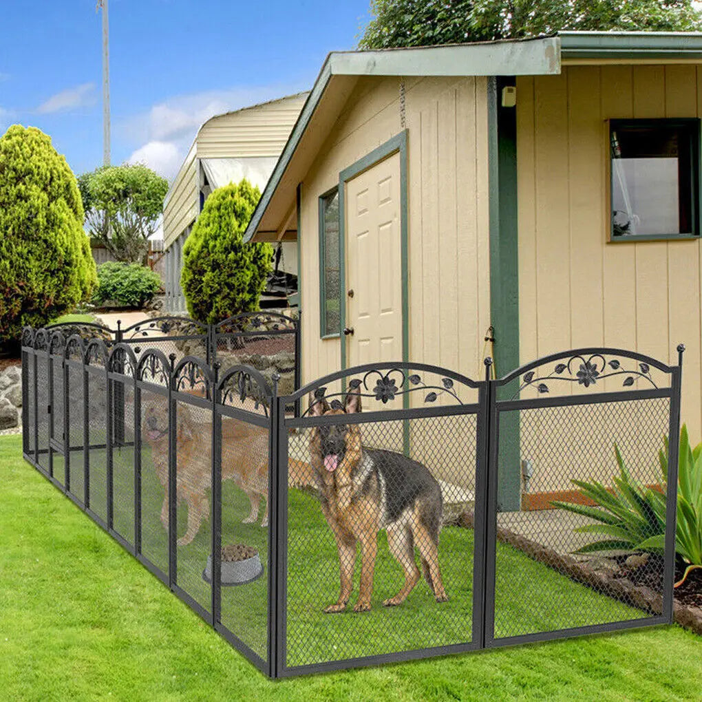 BINGOPAW Foldable Metal Dog Playpen With Gate And Mat