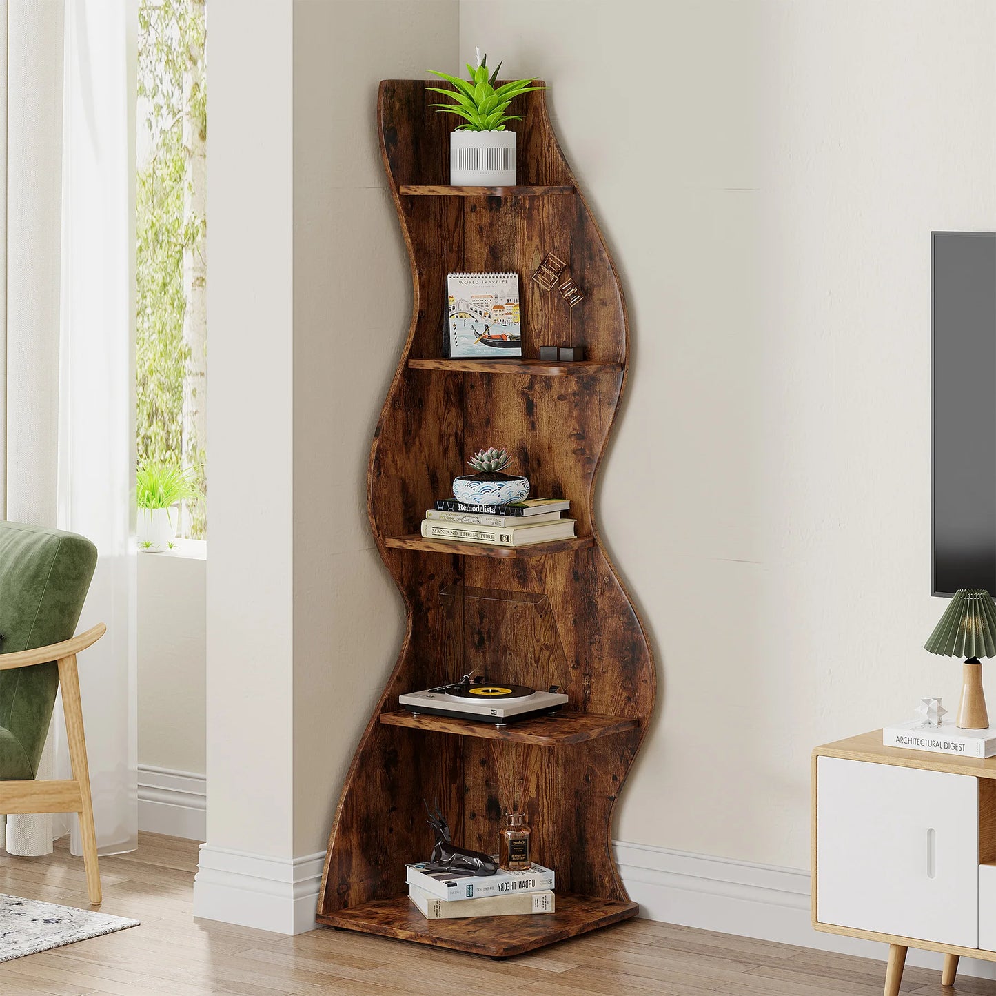 Little Tree Corner Shelf Modern Wall Bookshelf Plant Stand