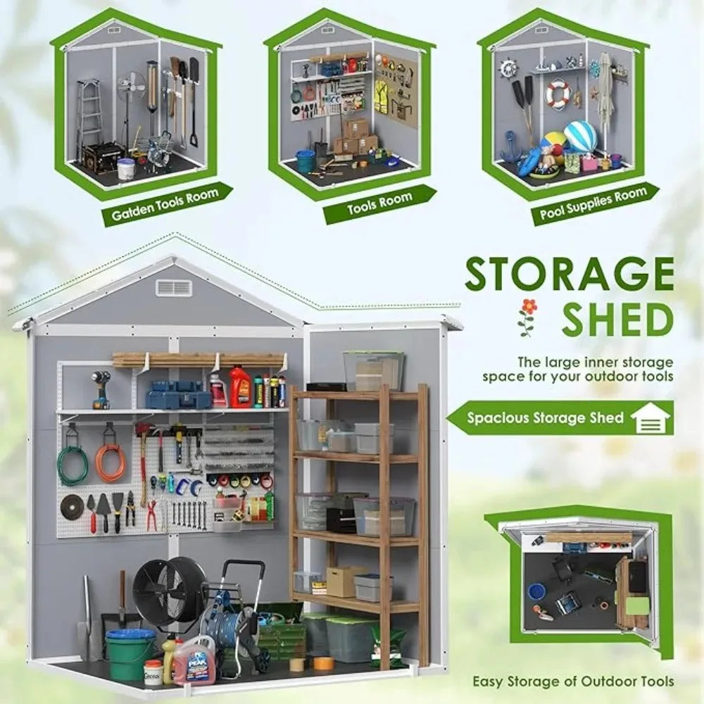 Outdoor Resin Storage Shed With Floor And Lockable Door