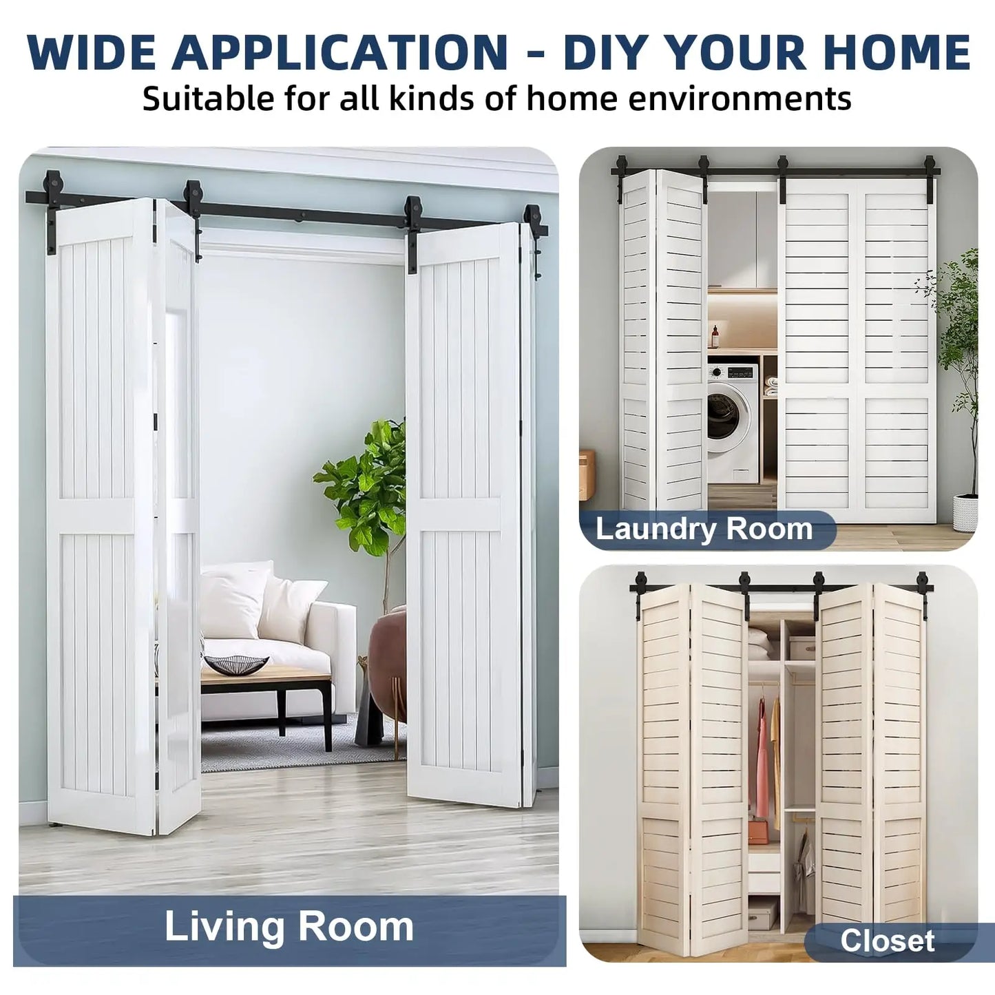 Twister.CK Heavy-Duty Bi-Folding Sliding Barn Door Hardware Kit