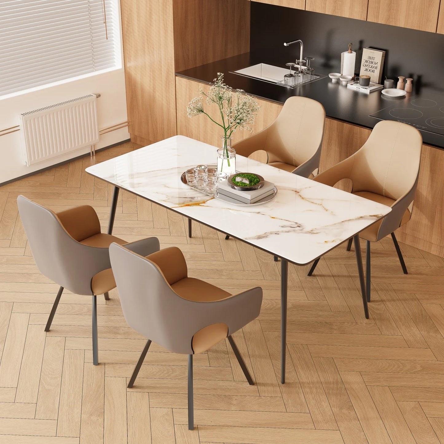 Swivel Dining Chair Set Of 2 Microfiber Leather Armchairs