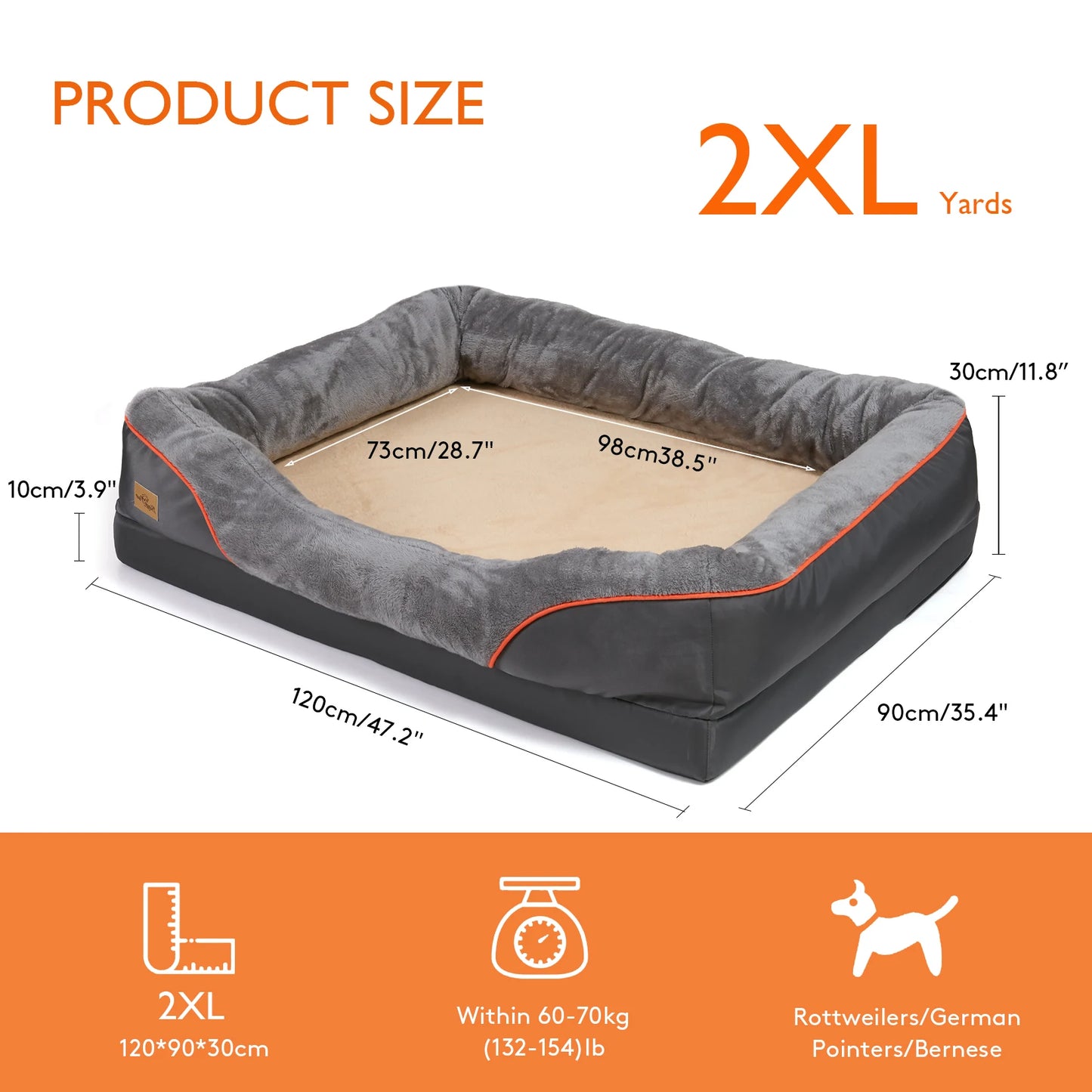 BINGOPAW Large Dog Bed Removable Washable Cover Waterproof