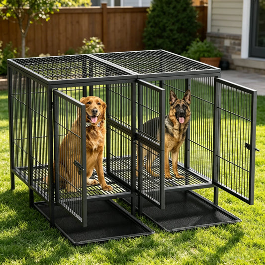 BINGOPAW Heavy Duty Metal Dog Cage Playpen Kennel With Double Door