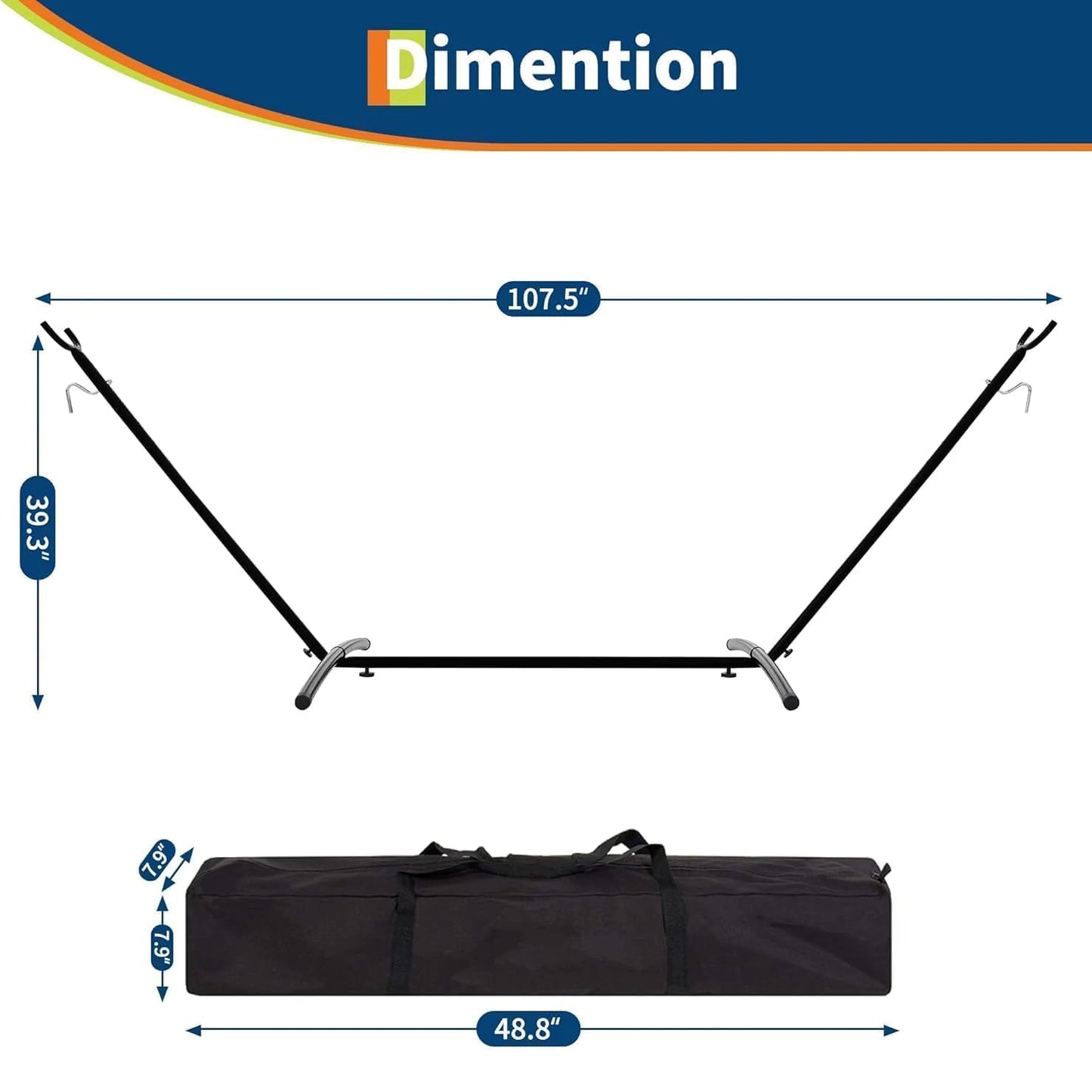 NONEM Double Hammock With Stand Iron Frame For Couples 450Lb Capacity Portable Outdoor Camping Gear Carry Bag