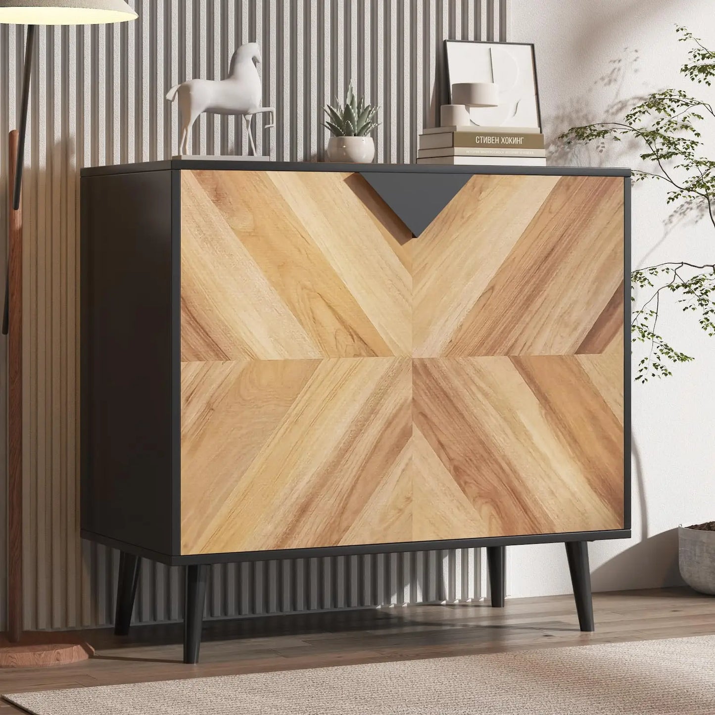 HiMISS Storage Cabinet With Shelf And Doors, Modern Freestanding Console