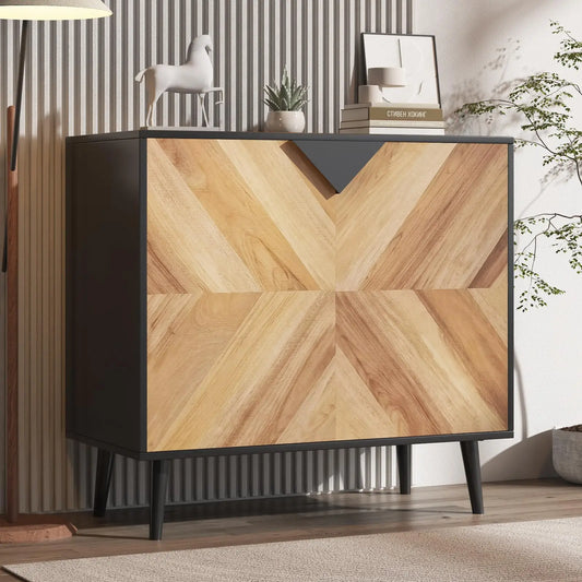 HiMISS Storage Cabinet With Shelf And Doors, Modern Freestanding Console