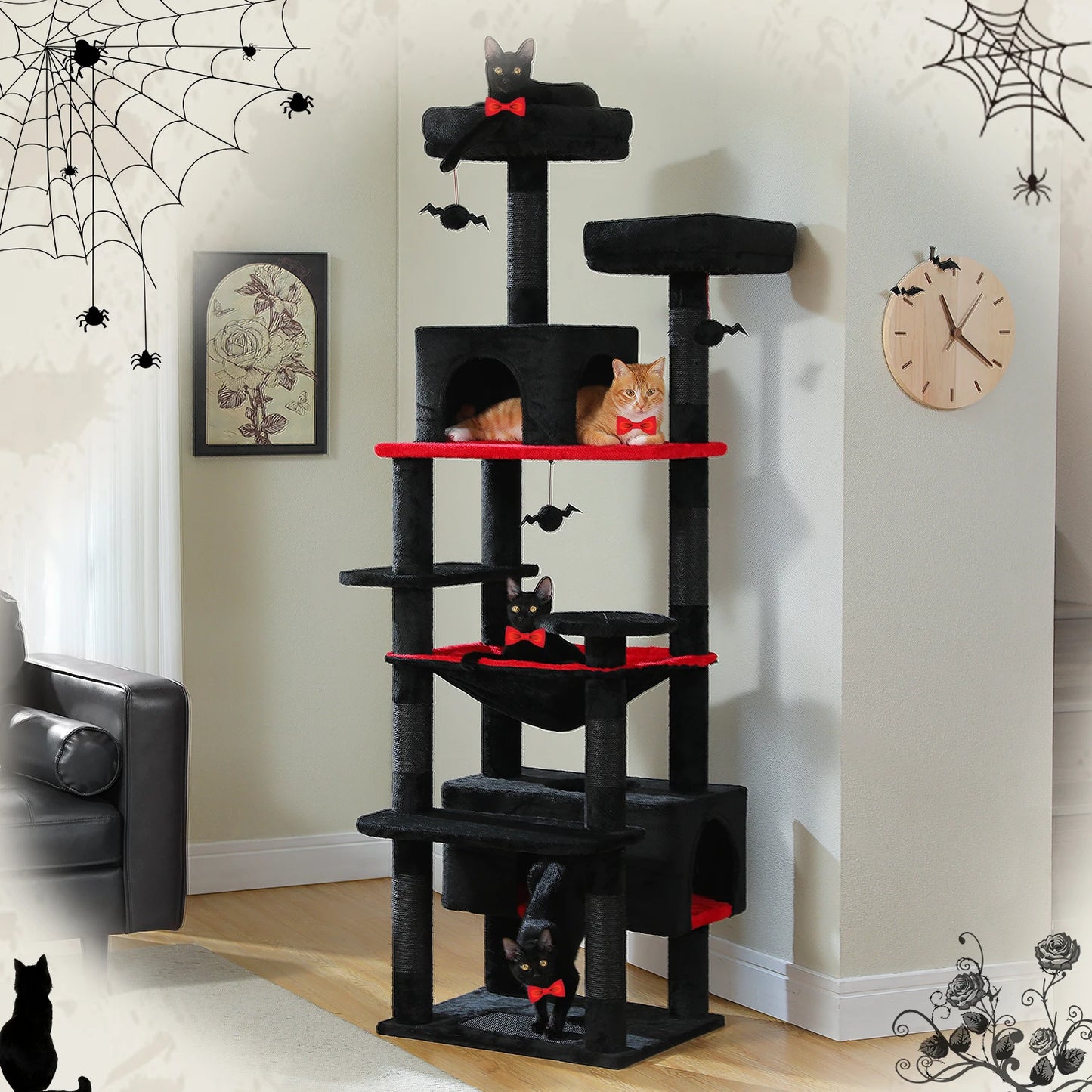 PAWZ Road Ultimate Large Cat Tree Tower for Indoor Cats With Sisal Scratching Posts Five Tier Hammocks and Perches