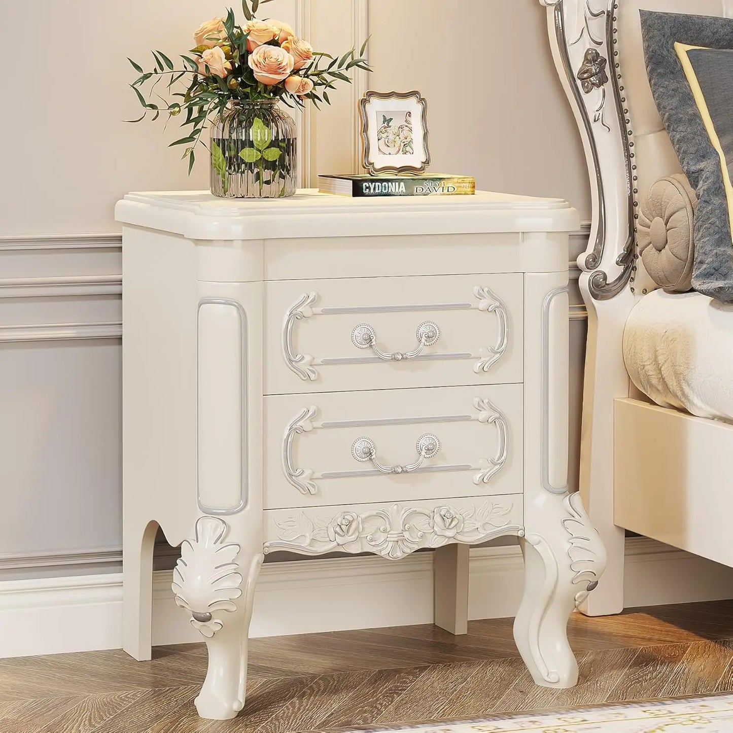 Little Tree Nightstand With Two Drawers Bedside Table