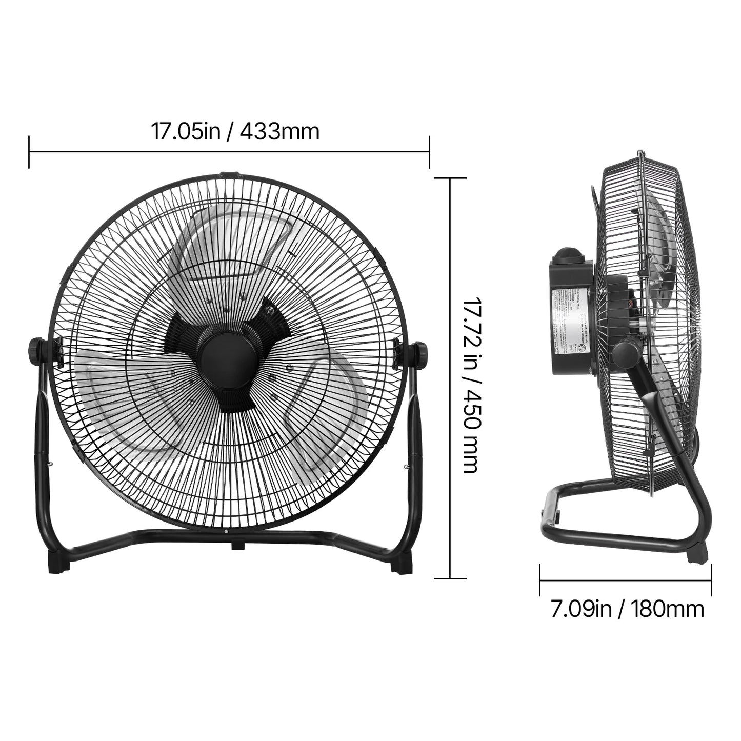 VEVOR Industrial Floor Fan 4800 CFM Heavy Duty High Velocity 3 Speed 360 Tilt For Gym Home Shop