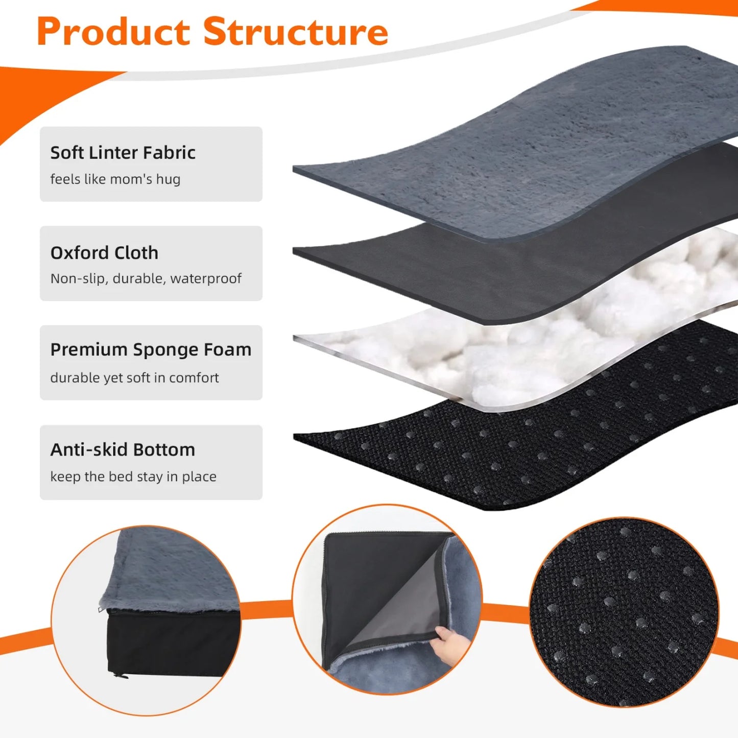 BINGOPAW Orthopedic Dog Bed For Large Dogs With Removable Cover