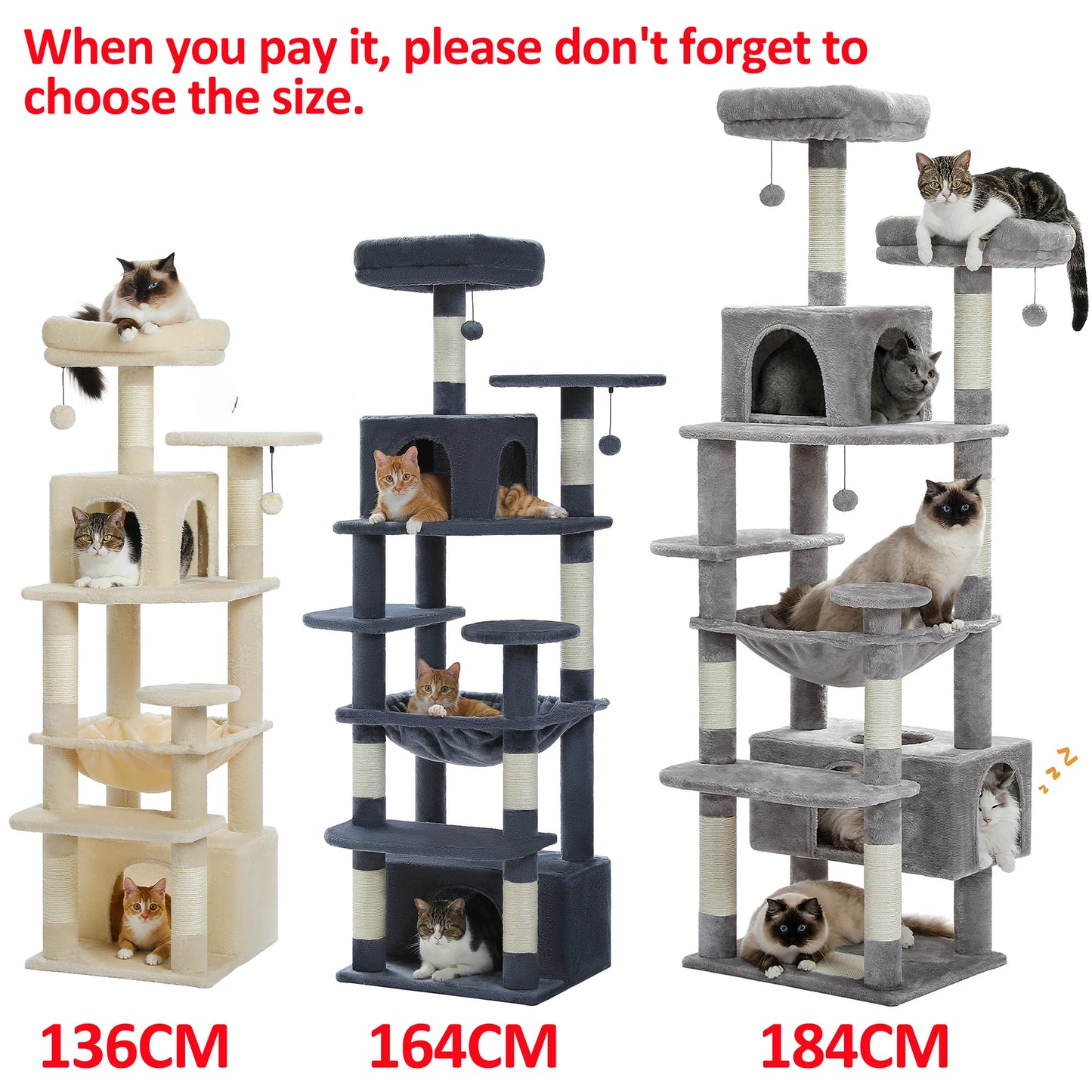 PAWZ Road Ultimate Large Cat Tree Tower for Indoor Cats With Sisal Scratching Posts Five Tier Hammocks and Perches