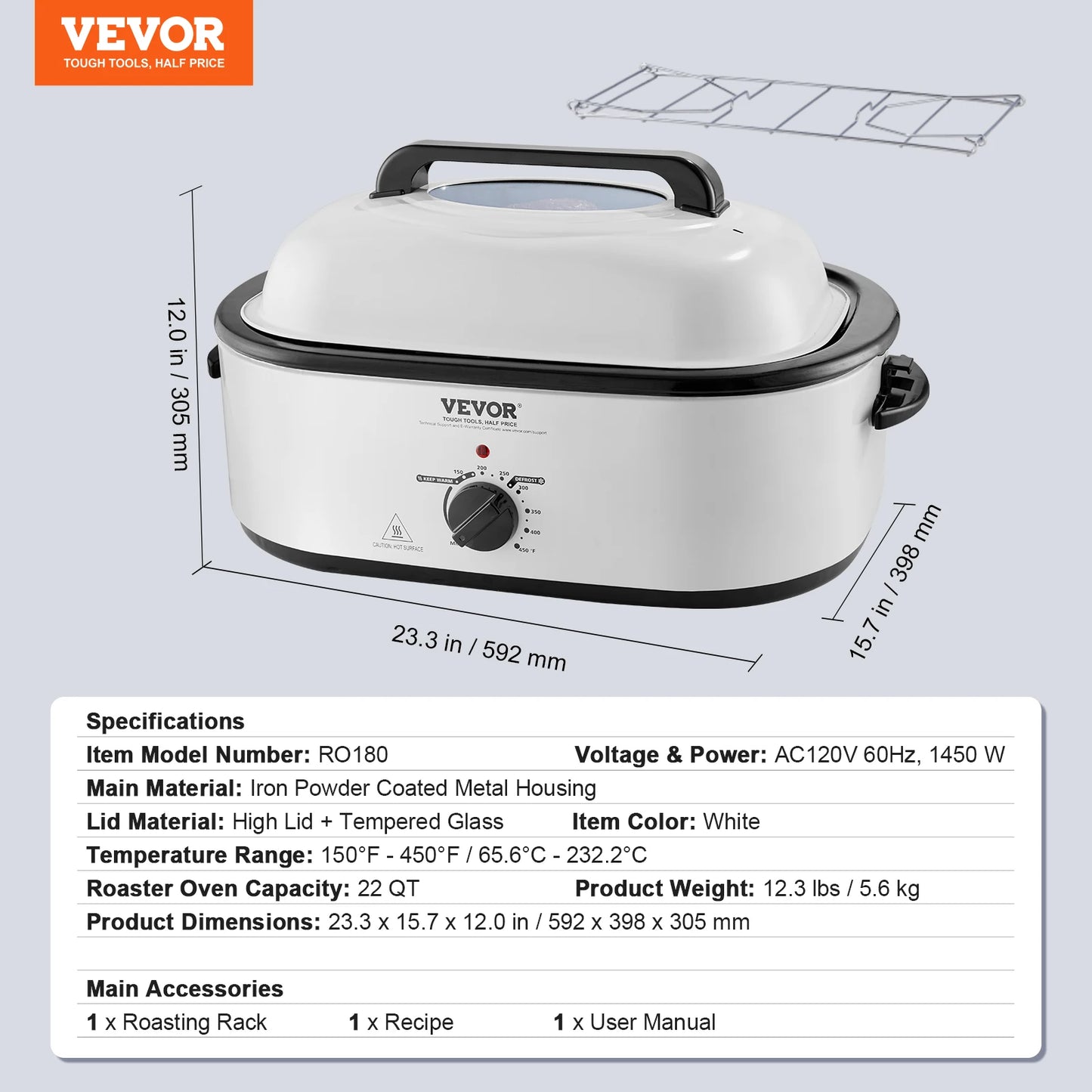 SucceBuy 24 Qt Electric Roaster Oven With Self Basting Lid 1450W Defrost And Warm For Busy Family Cooks