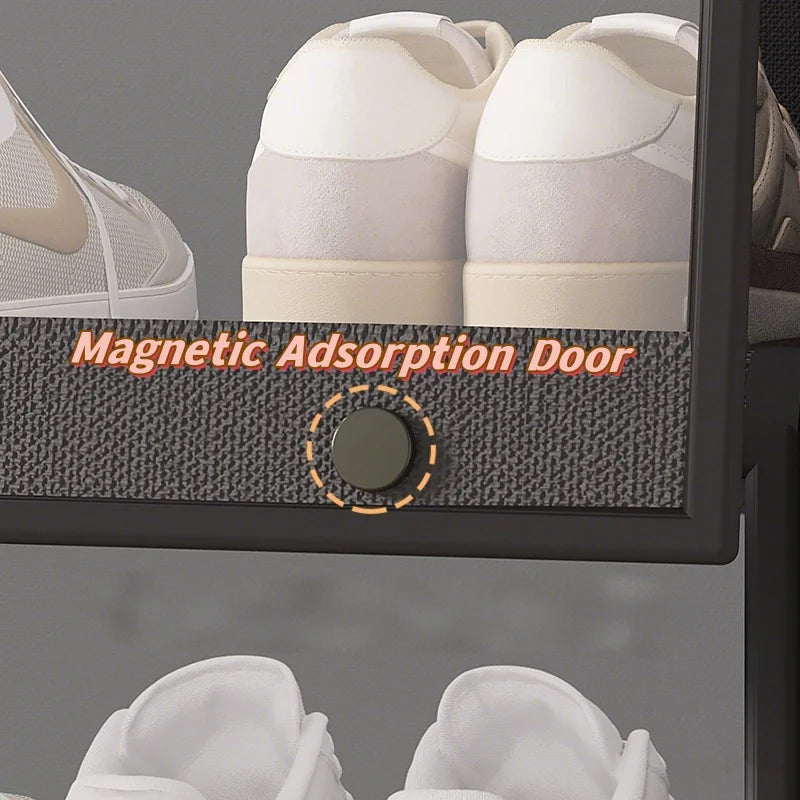 5/7 Layer Shoe Cabinet With Dustproof Clear Lid And Organizer