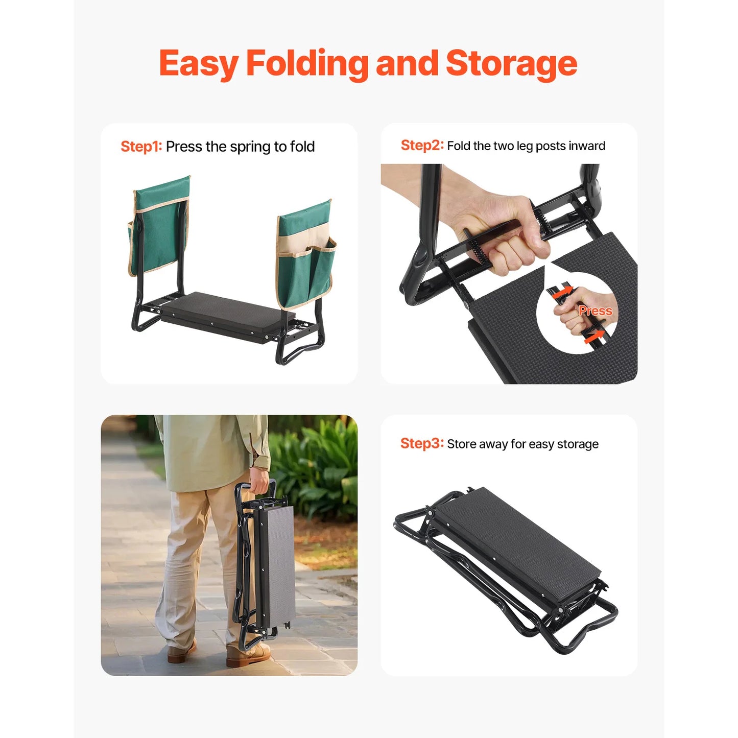 Garden Kneeler and Seat to Relieve Knee and Back Pain
