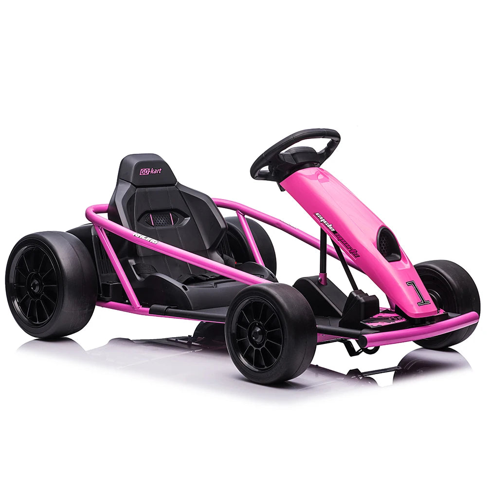 Electric Go Kart For Kids Ages 8 To 12 With Dual 300W Motors 8 MPH High Speed Ride On Racing Toy With Music Outdoor Fun Gift