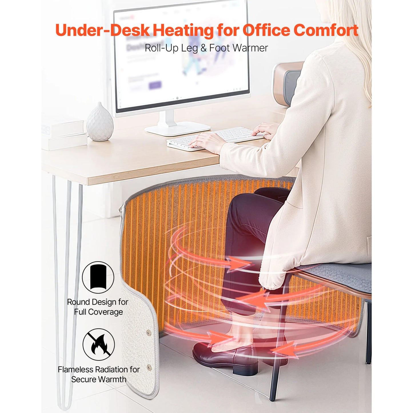 SucceBuy Under Desk Space Heater Rollable Foot Warmer With Remote 9 Level Timer Quiet Portable Home Office