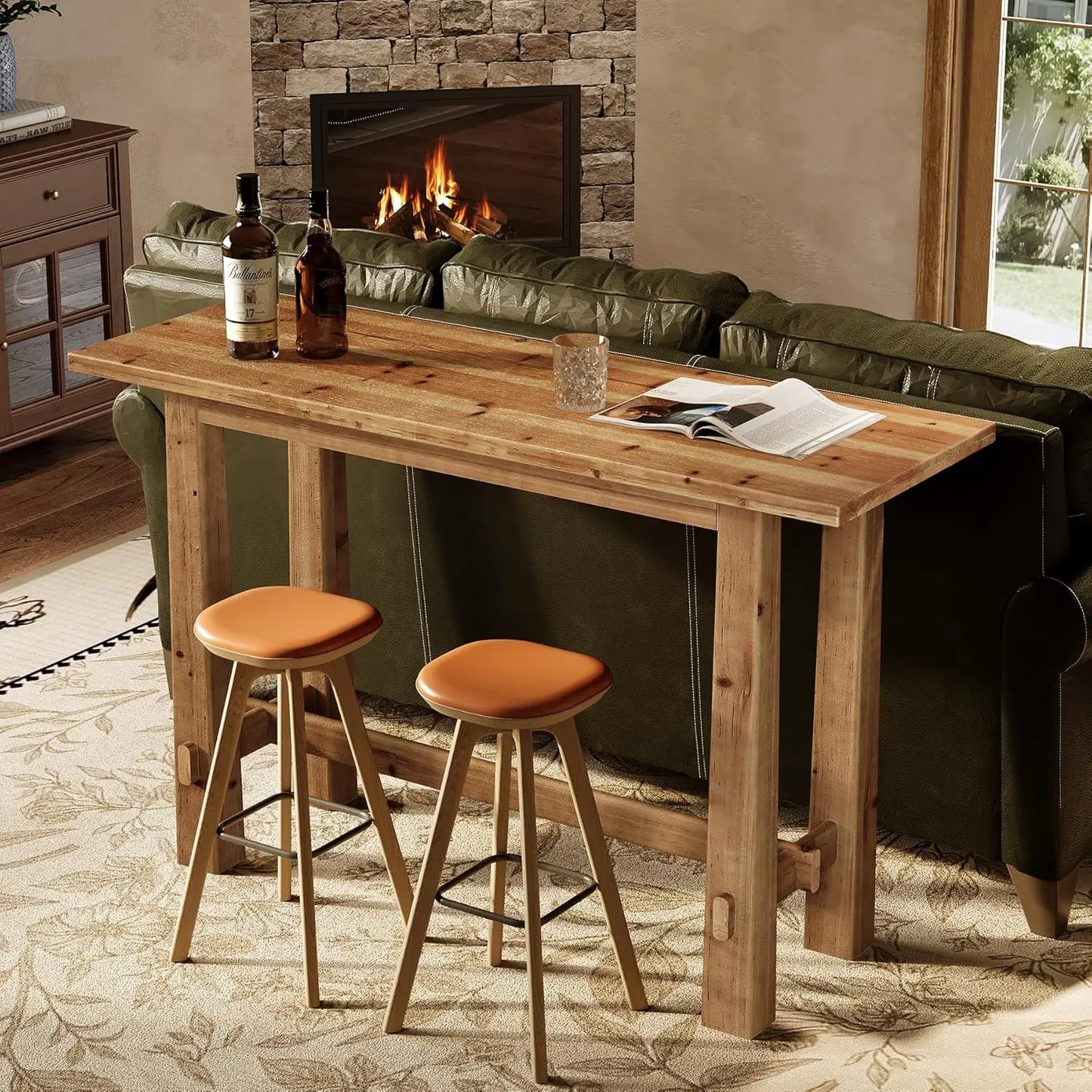 Solid Wood Bar Table for Kitchen and Home