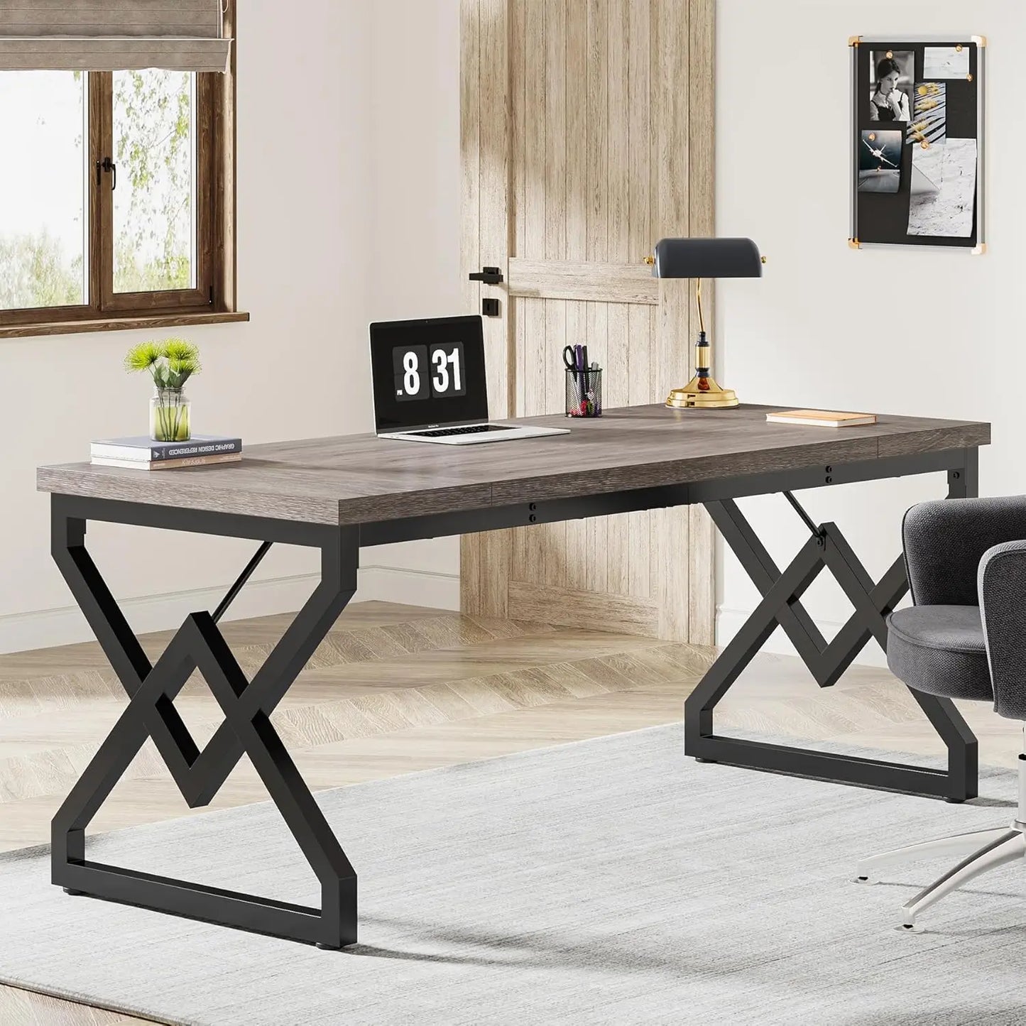 Little Tree Executive Desk With Thick Tabletop Heavy Duty