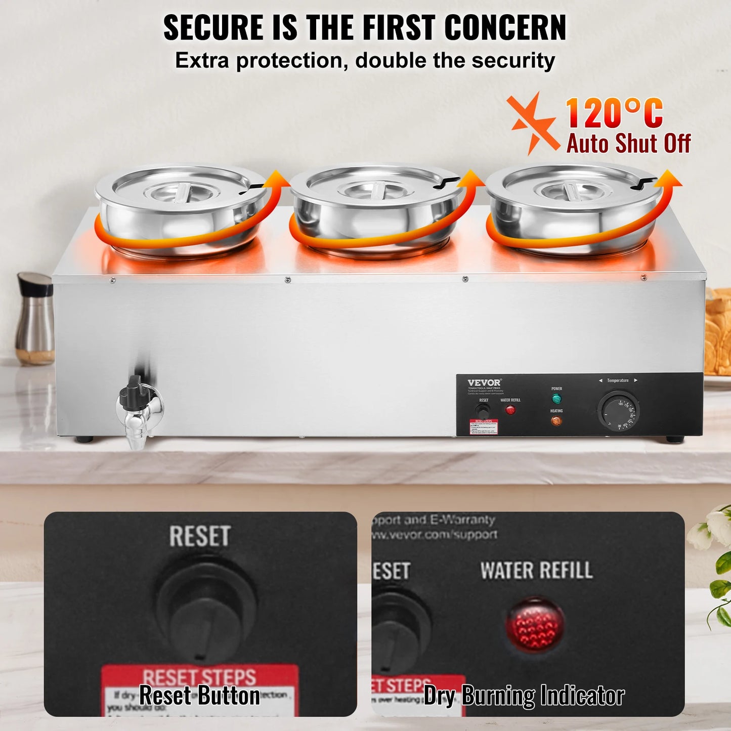 SucceBuy Electric Soup Warmer 7.4QT Commercial Heavy Duty Pot With Adjustable Temp For Restaurants Buffets
