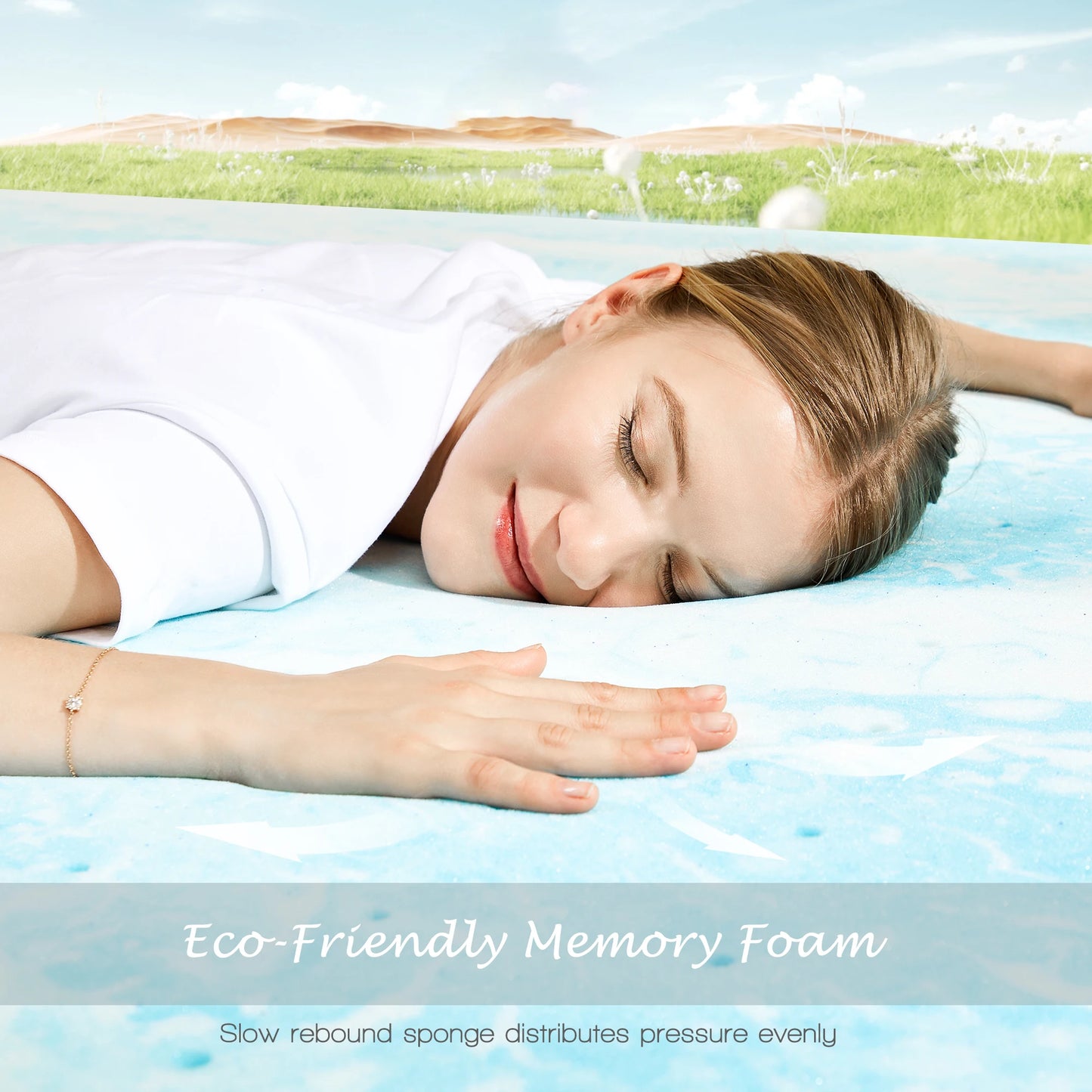 JHK Gel Memory Foam Mattress Topper Cooling For Bed Comfort
