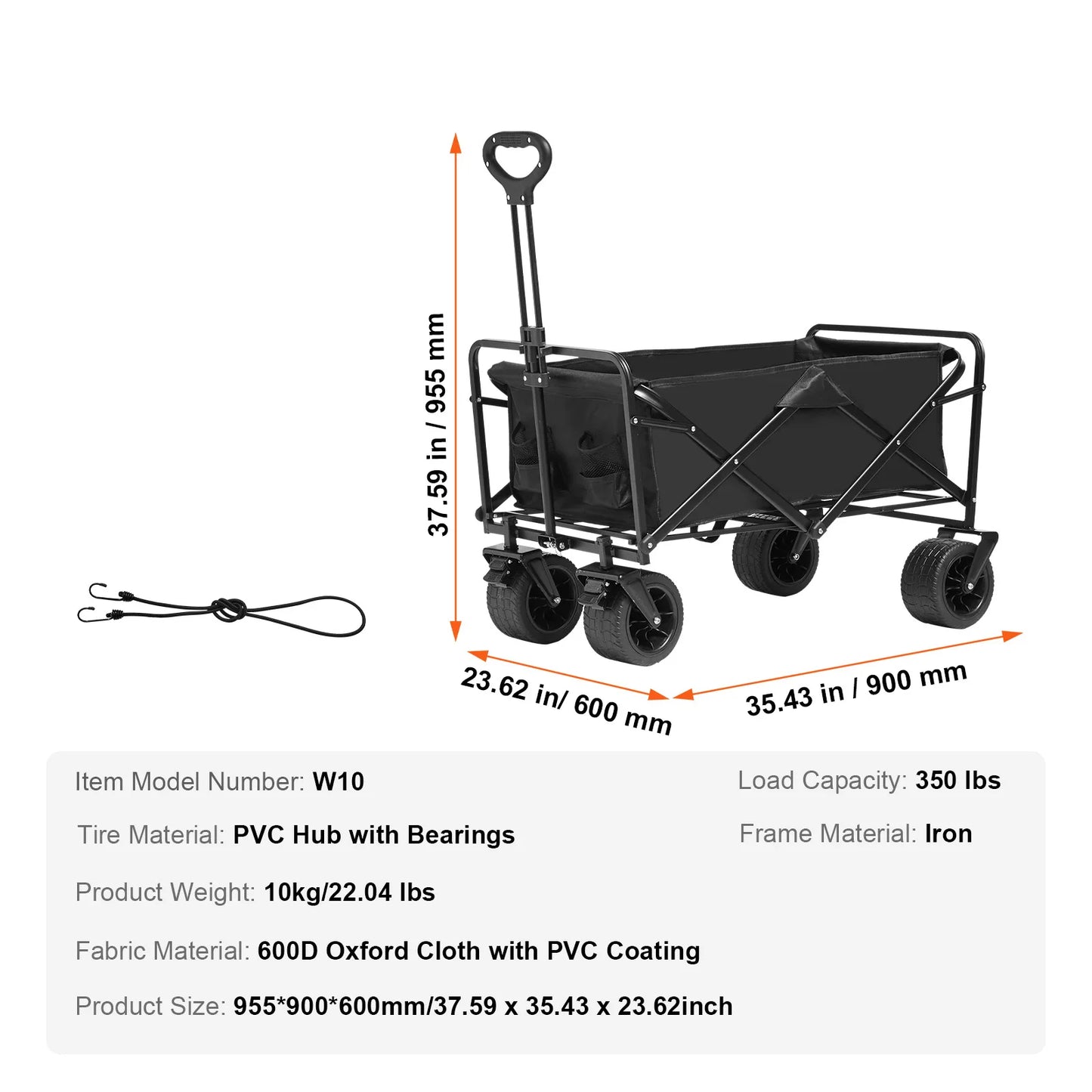 SucceBuy Collapsible Folding Wagon With All-Terrain Wheels And Drink Holder