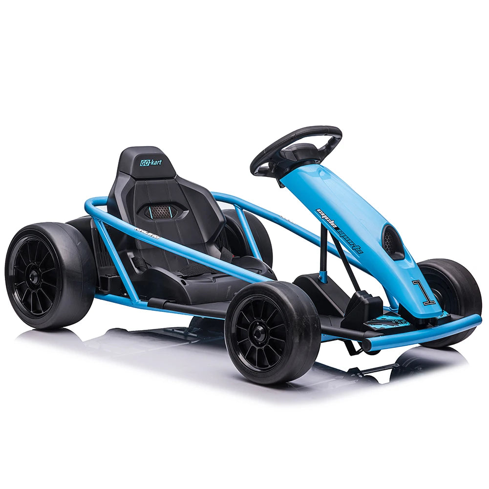 Electric Go Kart For Kids Ages 8 To 12 With Dual 300W Motors 8 MPH High Speed Ride On Racing Toy With Music Outdoor Fun Gift
